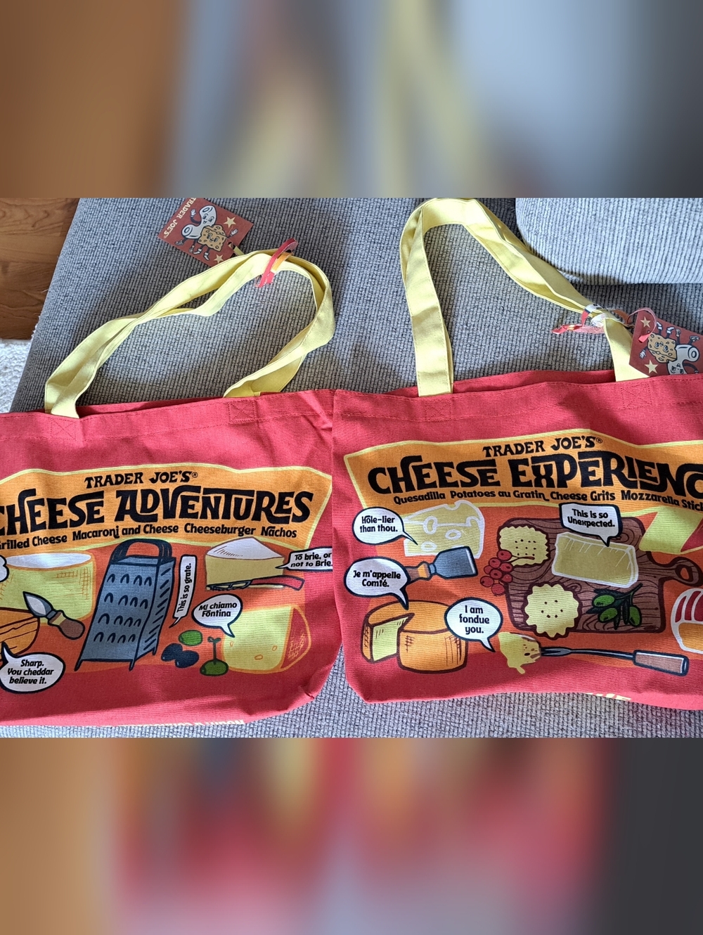 NWT Trader Joe's Cheese Adventures & Cheese Experience Tote- Two Different sides